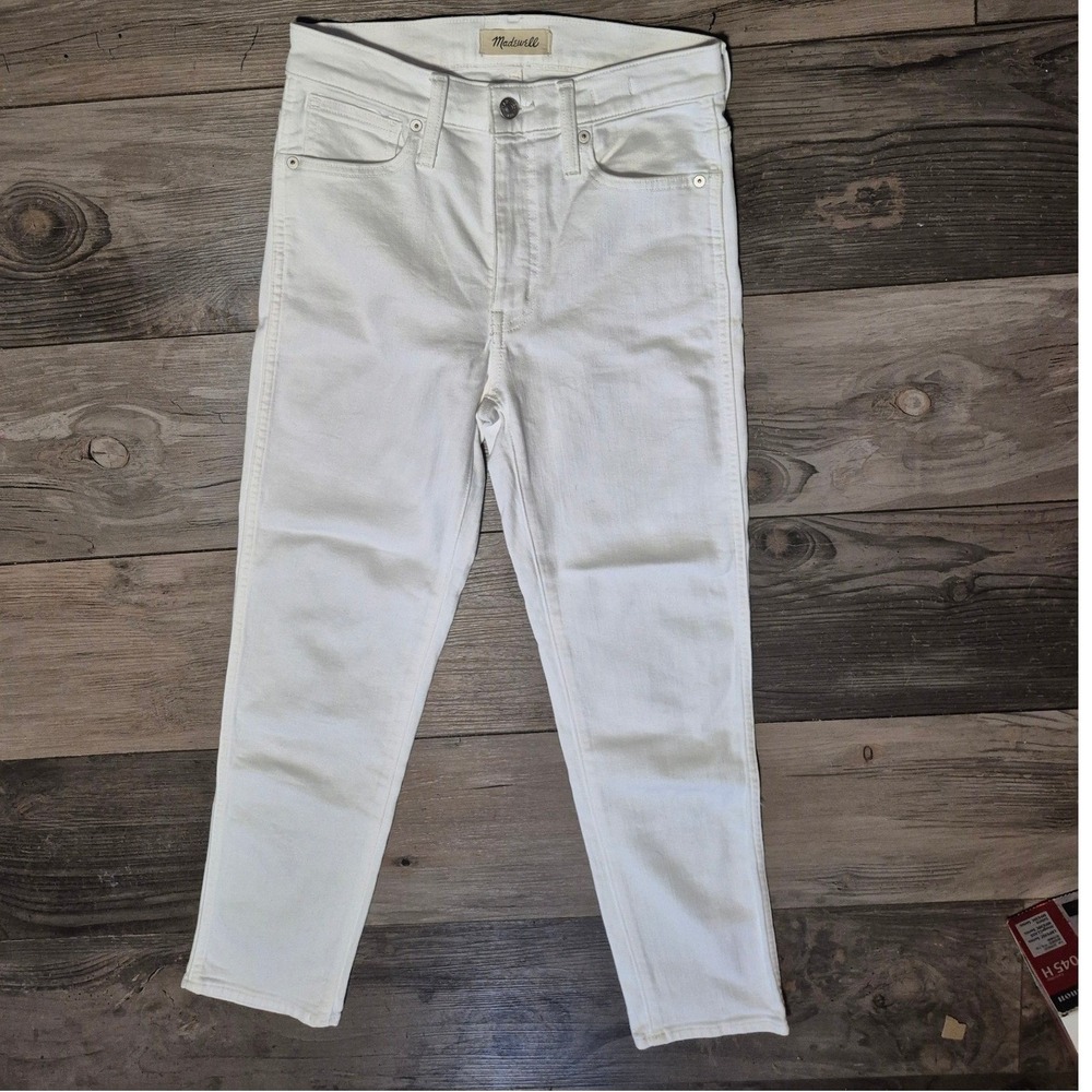 Madewell Stovepipe Jeans White High Rise Straight Leg Denim Pants Size 25